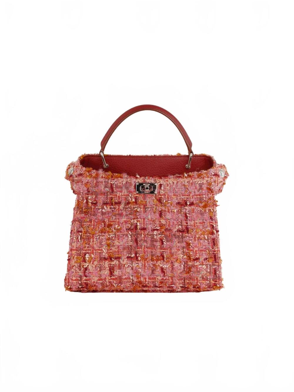 NEW MICHINO PARIS women's lutece mini handle bag in light pink tweed